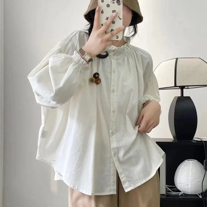 Japanese_Forest_Fungus_cotton_shirt_features_a_stand-up_collar_women_fashion - littlescollection