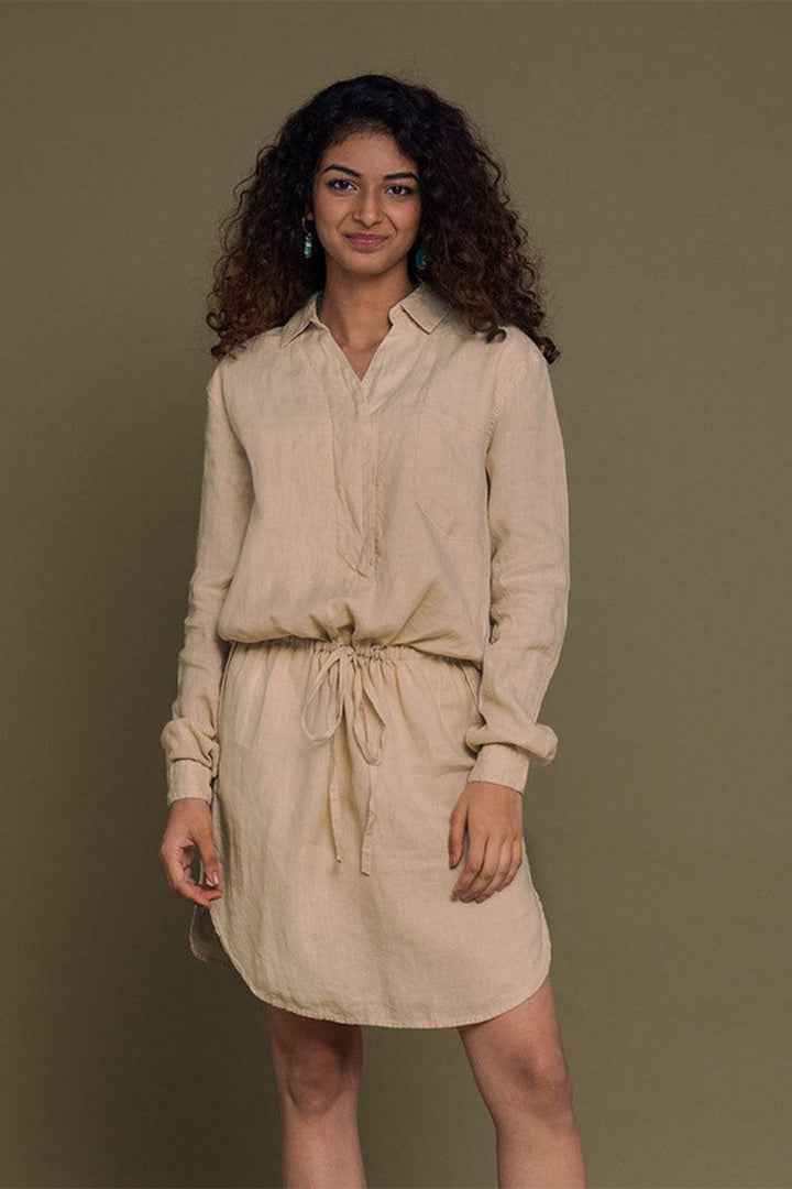 women_fashion - littlescollectionMidi dressHemp Meet me by the Cliff Midi Dress in Neutral Beigecasual fall dress