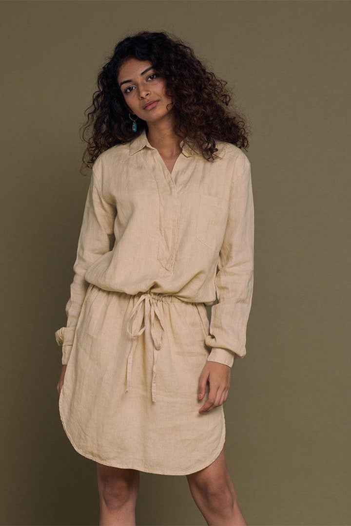 women_fashion - littlescollectionMidi dressHemp Meet me by the Cliff Midi Dress in Neutral Beigecasual fall dress