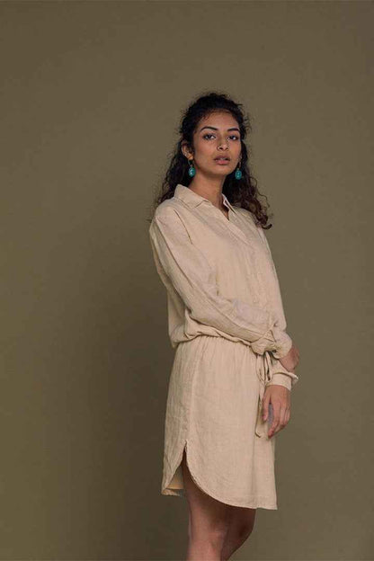 women_fashion - littlescollectionMidi dressHemp Meet me by the Cliff Midi Dress in Neutral Beigecasual fall dress