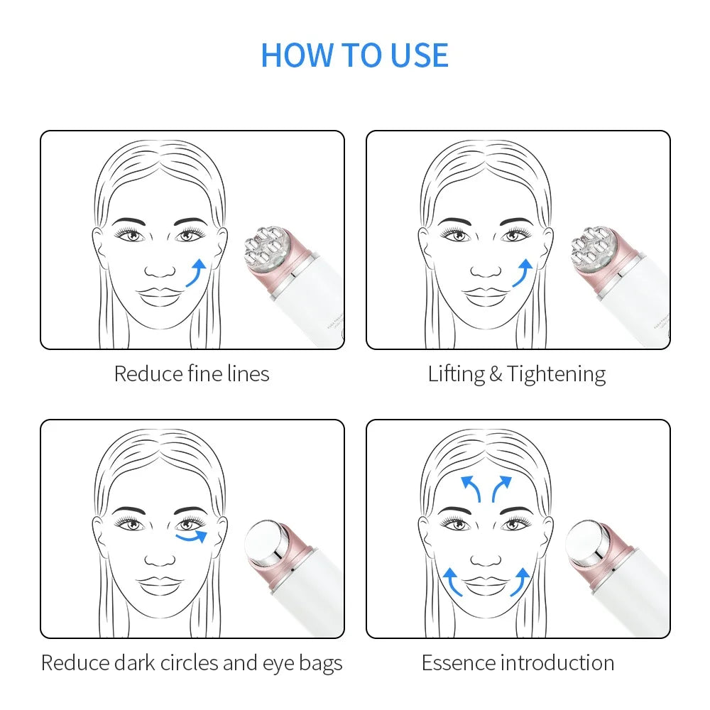 Instructions on how to use a facial device with illustrations of a woman&