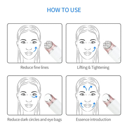 Instructions on how to use a facial device with illustrations of a woman&