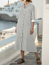 women_fashion - littlescollectionDressPlus Size Striped Button Front Midi Dressmidi shirt dress