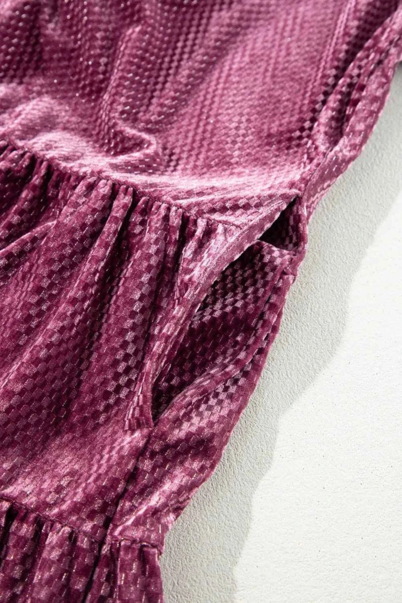 Plus Size Textured Velvet Button Dress