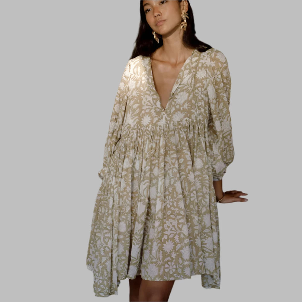 Vintage Floral Bohemian Mini Dress