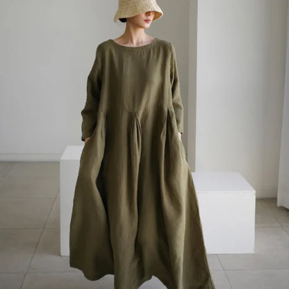Vintage Style Casual Cotton Linen Dresses Women - Littles Collection 