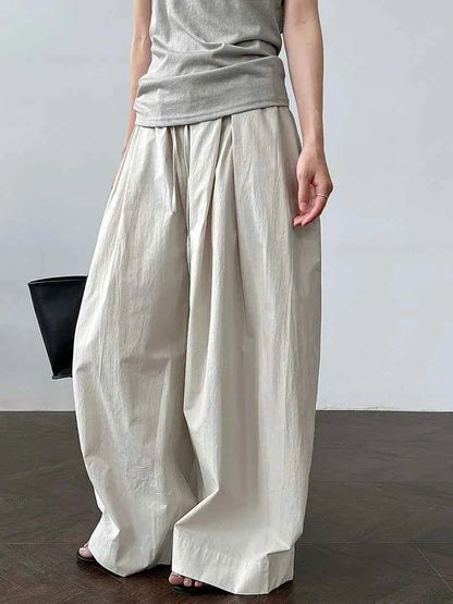 women_fashion - littlescollectionPantsJNT Cotton High - waisted Versatile Lace - up Straight - leg Pantslittlescollection