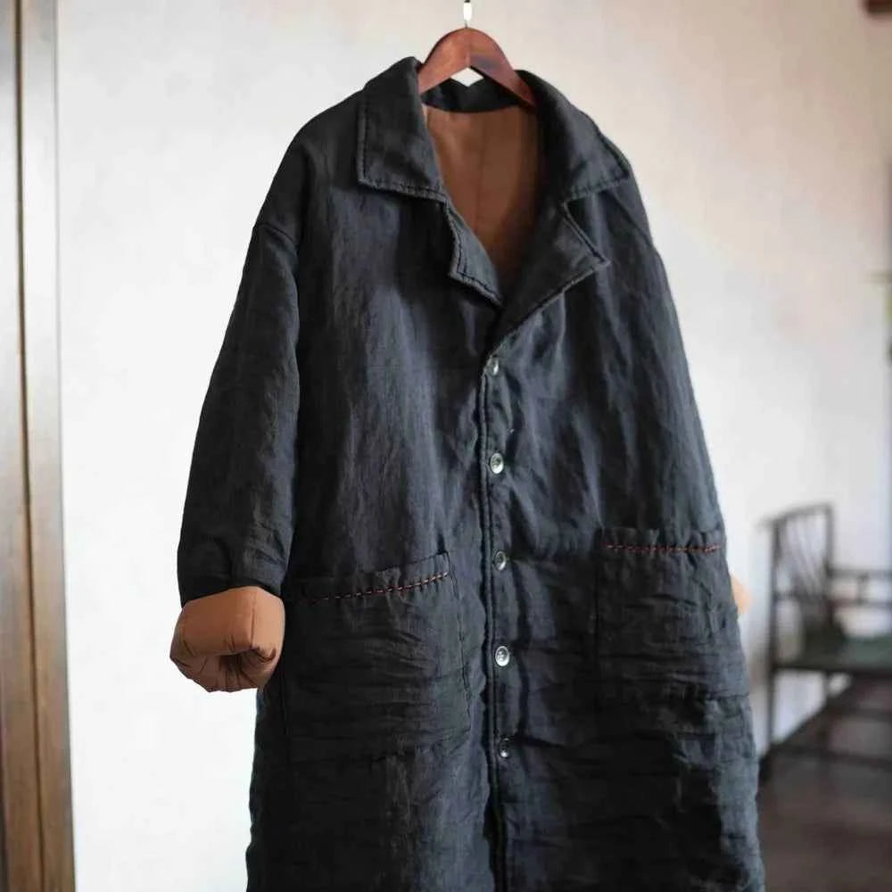 Women Vintage Warm Cotton Parkas Large Pockets