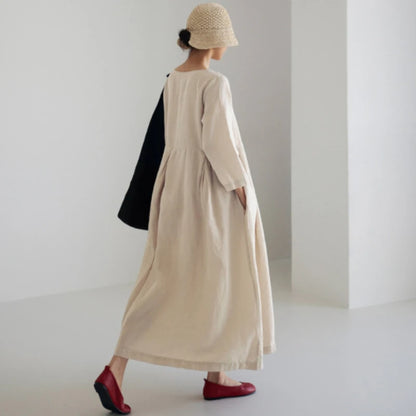 Vintage Style Casual Cotton Linen Dresses Women - Littles Collection 