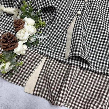 women_fashion - littlescollectionJNT Fungus Trim Collar Plaid Vintage Cotton Retro Blouseblouse for women