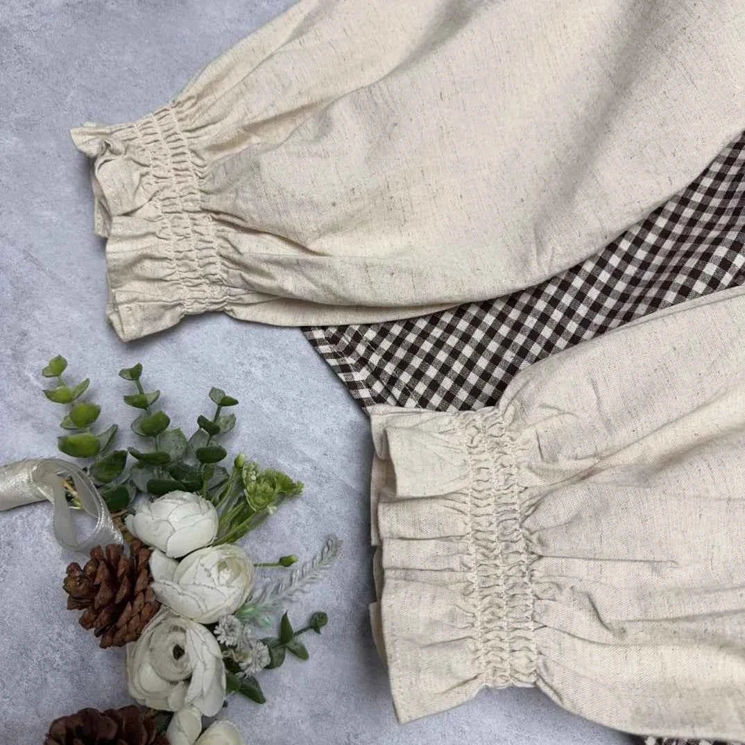 women_fashion - littlescollectionJNT Fungus Trim Collar Plaid Vintage Cotton Retro Blouseblouse for women