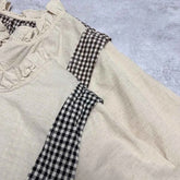 women_fashion - littlescollectionJNT Fungus Trim Collar Plaid Vintage Cotton Retro Blouseblouse for women