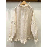 women_fashion - littlescollectionblouseElegant French Sweet Heavy Embroidered Beige Blouse Apricot