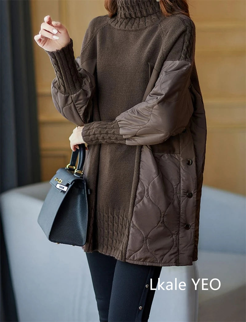 Winter Parka Coat Versatile Patchwork Temperament Jacket