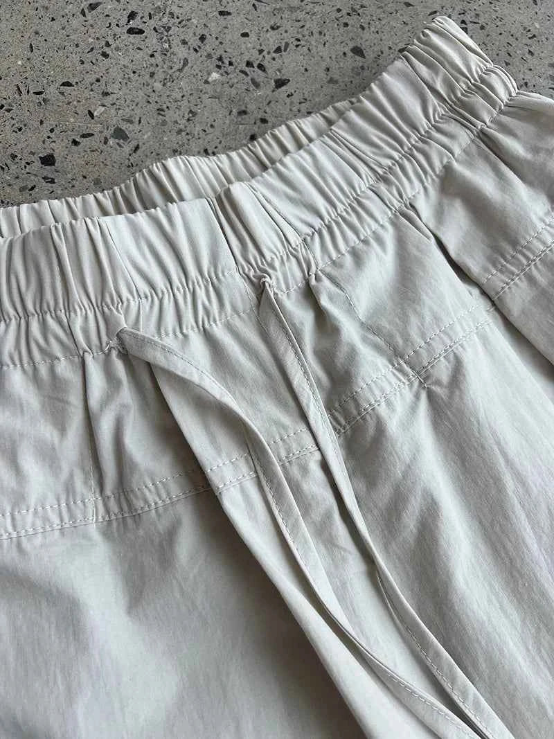 Johnature Casual Simple Cotton High-waisted Versatile Lace-up Straight-leg Pants Women Summer New Thin Casual Wide-leg Trousers