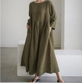 Vintage Style Casual Cotton Linen Dresses Women - Littles Collection 
