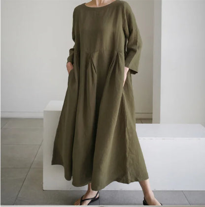Vintage Style Casual Cotton Linen Dresses Women - Littles Collection 