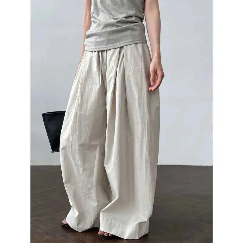 women_fashion - littlescollectionPantsJNT Cotton High - waisted Versatile Lace - up Straight - leg Pantslittlescollection