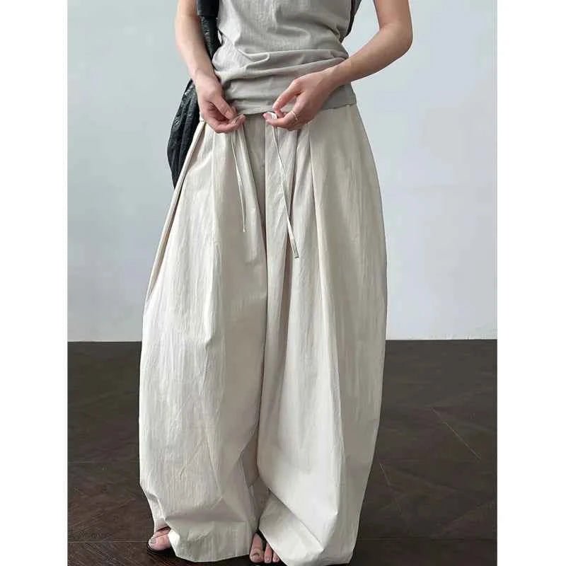 women_fashion - littlescollectionPantsJNT Cotton High - waisted Versatile Lace - up Straight - leg Pantslittlescollection