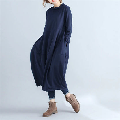 Women Cotton Turtleneck Dress 