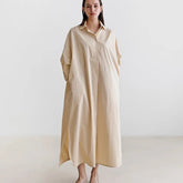 High collar white baggy shirt dress loose fit dress for any ocation. Cotton dress with pockets, side slit.