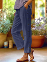 Side Decor Button Casual Wide Leg Pants Plus Size-Max-Origin
