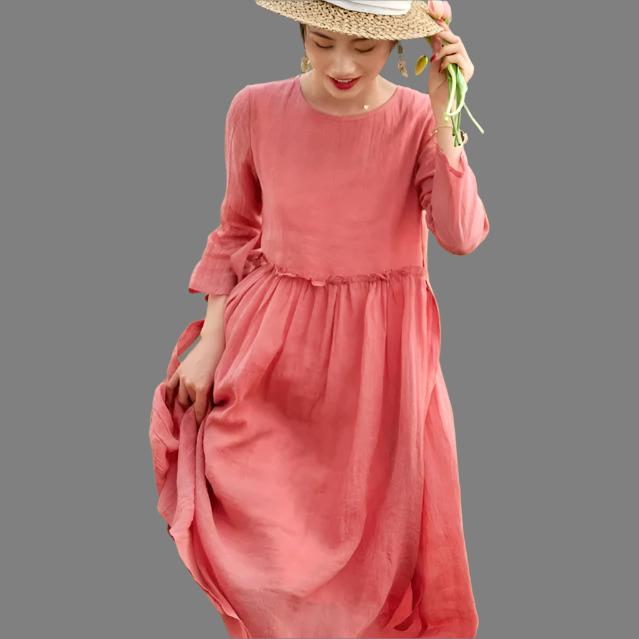  Solid Color A-Line Vintage Dress image 0