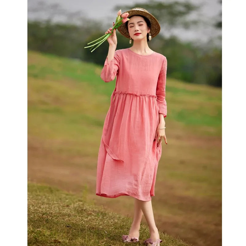 JNT Solid Color A-Line Vintage Dress image 1