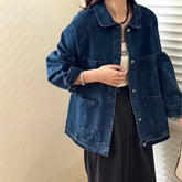Retro Denim Cotton Jackets Japanese Raglan Sleeve 