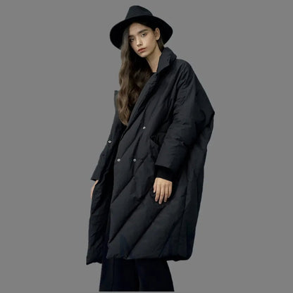 Thicker Duck Down Jacket Cocoon&amp;Bat Type Parkas Big Pocket women_fashion - littlescollection