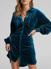Velvet Mini Shirt Dress