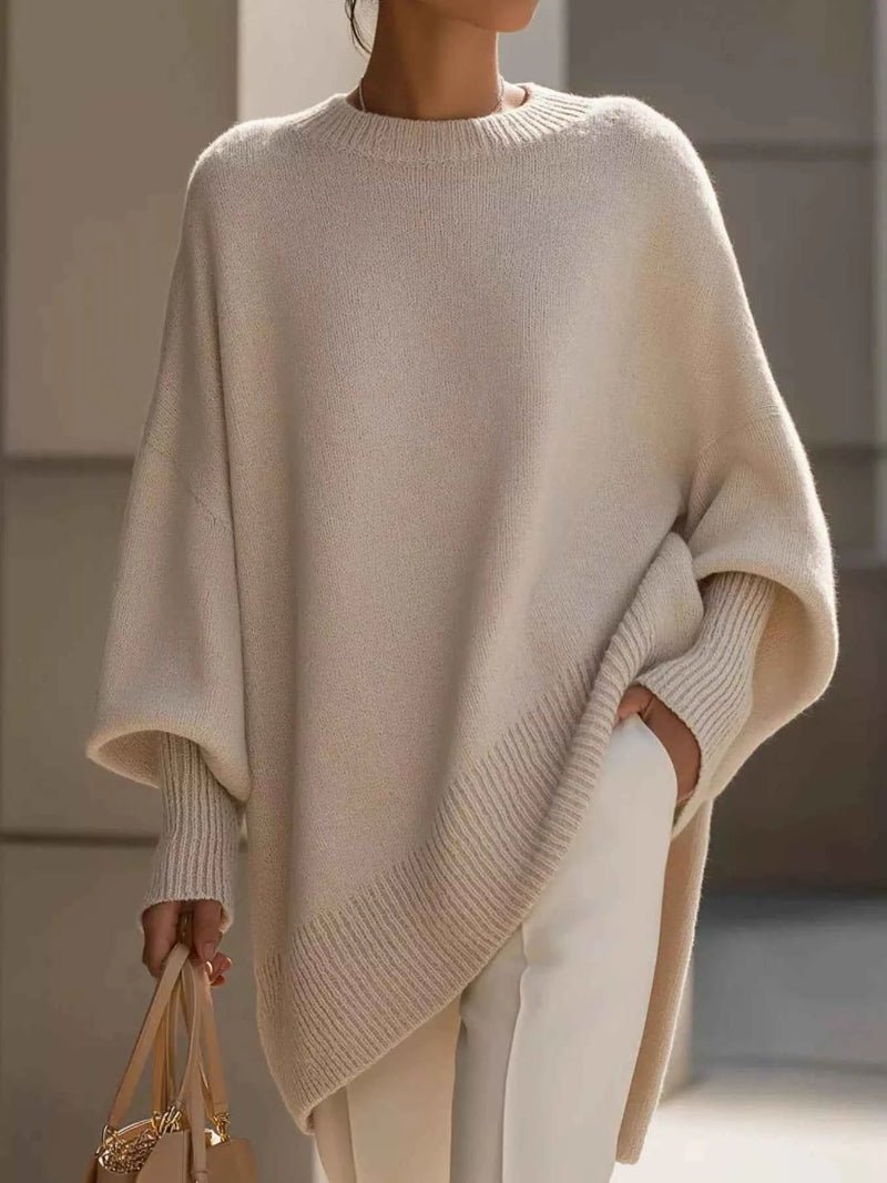 women_fashion - littlescollectionSweaterOversized Batwing Sleeve Round Neck Elegant Soft Sweaterlittlescollection