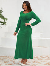 Ruched Round Neck Long Sleeve Dress - Littles Collection 