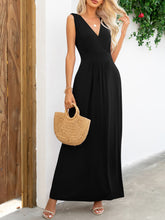 Surplice Neck Maxi Party Dress Black - Littles Collection 