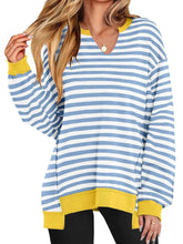 Notched Long Sleeve Oversized Sweatshirt