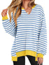 Notched Long Sleeve Oversized Sweatshirt