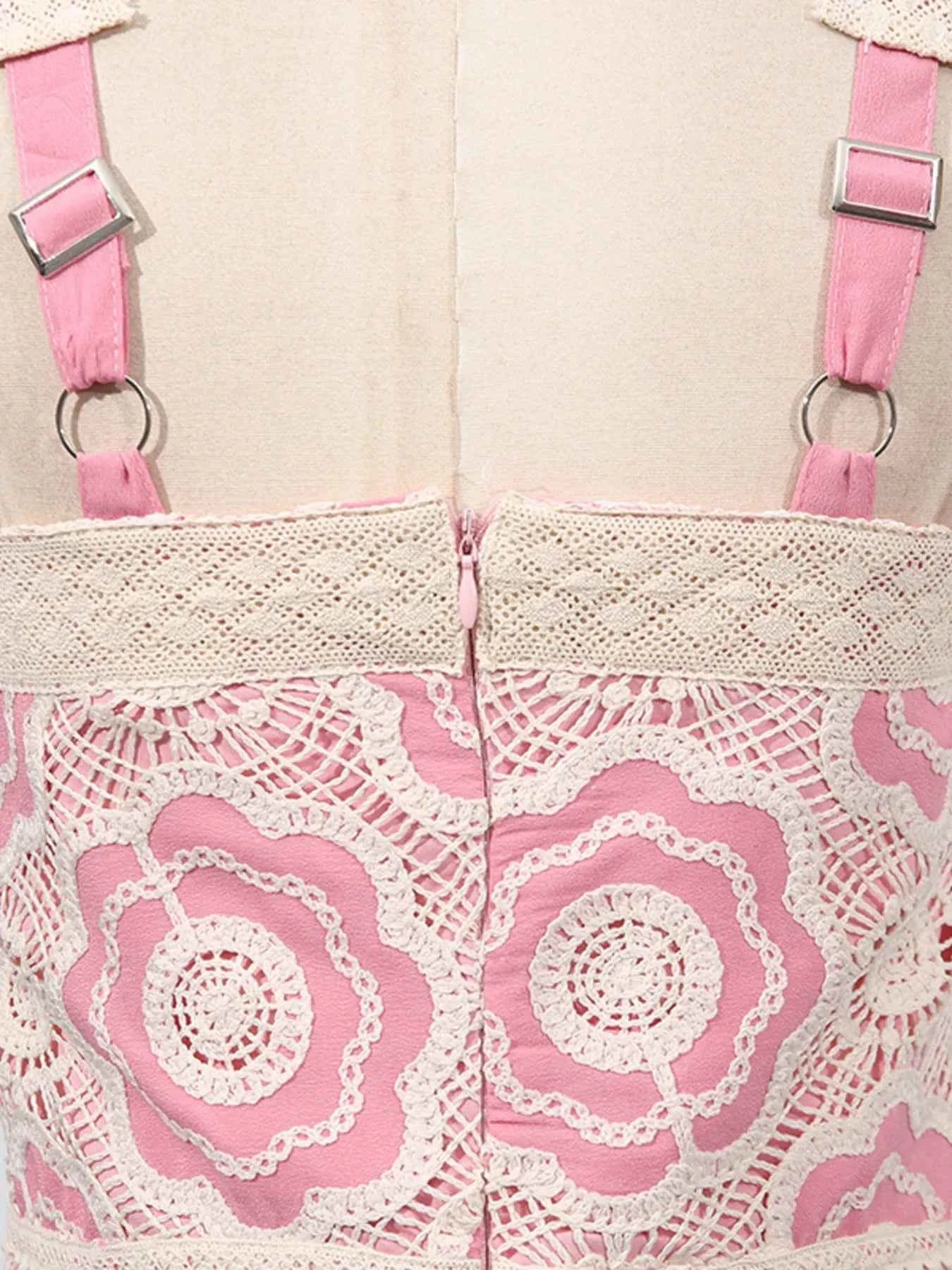 Lace Sleeveless Tiered Midi Dress