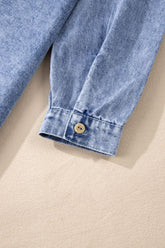 Raw Hem Button Down Long Sleeve Denim Dress - Littles Collection 