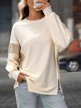 women_fashion - littlescollectionSweatshirt womenDiva Side Slit Round Neck Women Sweatshirt