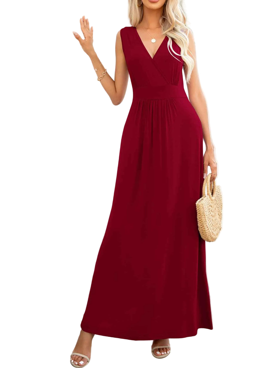 Surplice Neck Maxi Party Dress Black