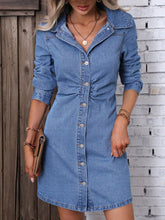 Denim shirt long dress midi for all season