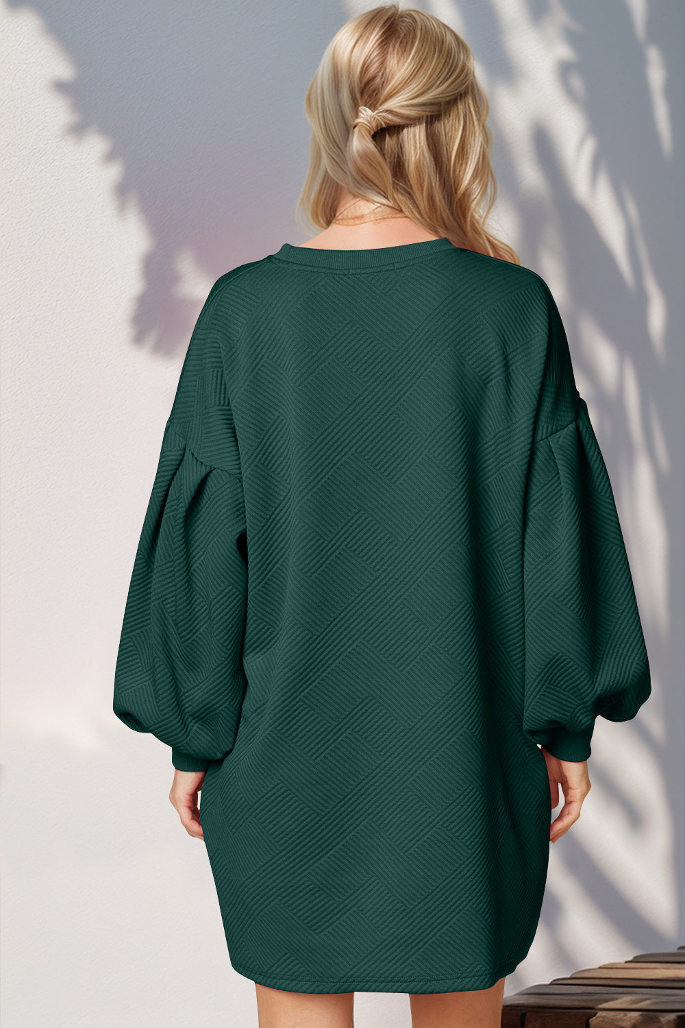 Lantern Sleeve Mini Dress with Pockets
