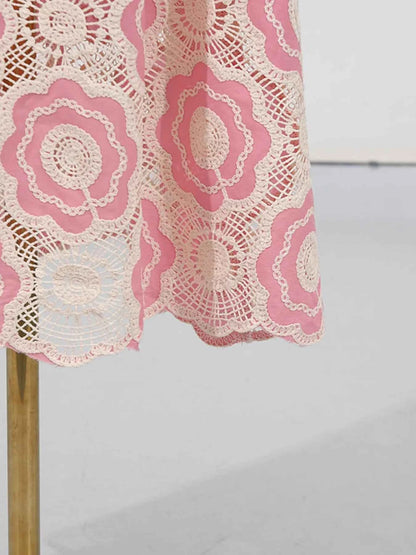 Lace Sleeveless Tiered Midi Dress