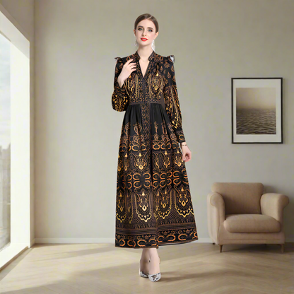 Vintage Court Style Lantern Sleeve Dress