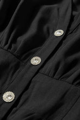 Ruched Button Up Black Dress