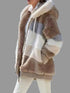 women_fashion - littlescollectionCoats JacketsColor Block Fuzzy Zip Up Hooded Fleece JacketShip From Overseas