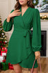 Surplice Tie Waist Long Sleeve Mini Dress - Littles Collection 