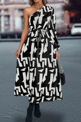One-Shoulder Tie Waist Dress - Littles Collection 
