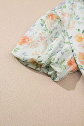 Frill Notched Puff Sleeve Dress