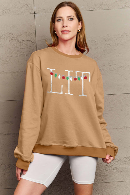 Simply Love Full Size LIT Long Sleeve Sweatshirt - Littles Collection 